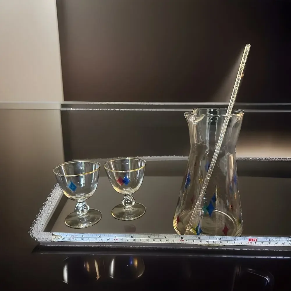Vintage Mid Century Libby Atomic Jewels Glass Cocktail 4 Piece Set 1960’s
